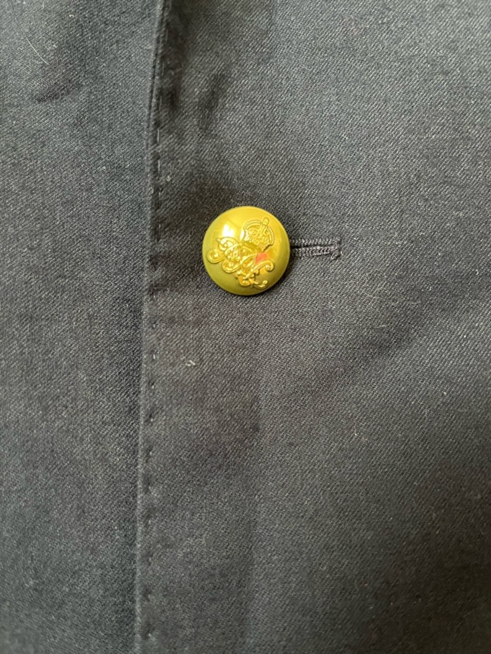 Polo Ralph Lauren Navy Two-Button Gold Wool-Blend Gabardine Blazer size 44L READ - Picture 6 of 11